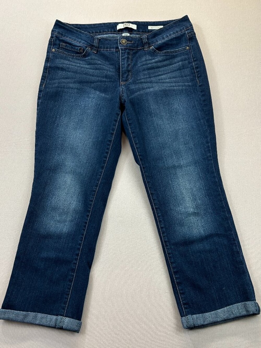 Vintage American Blues Jeans Womens Size 8/29 Blue Denim BOHO Crop Stretch
